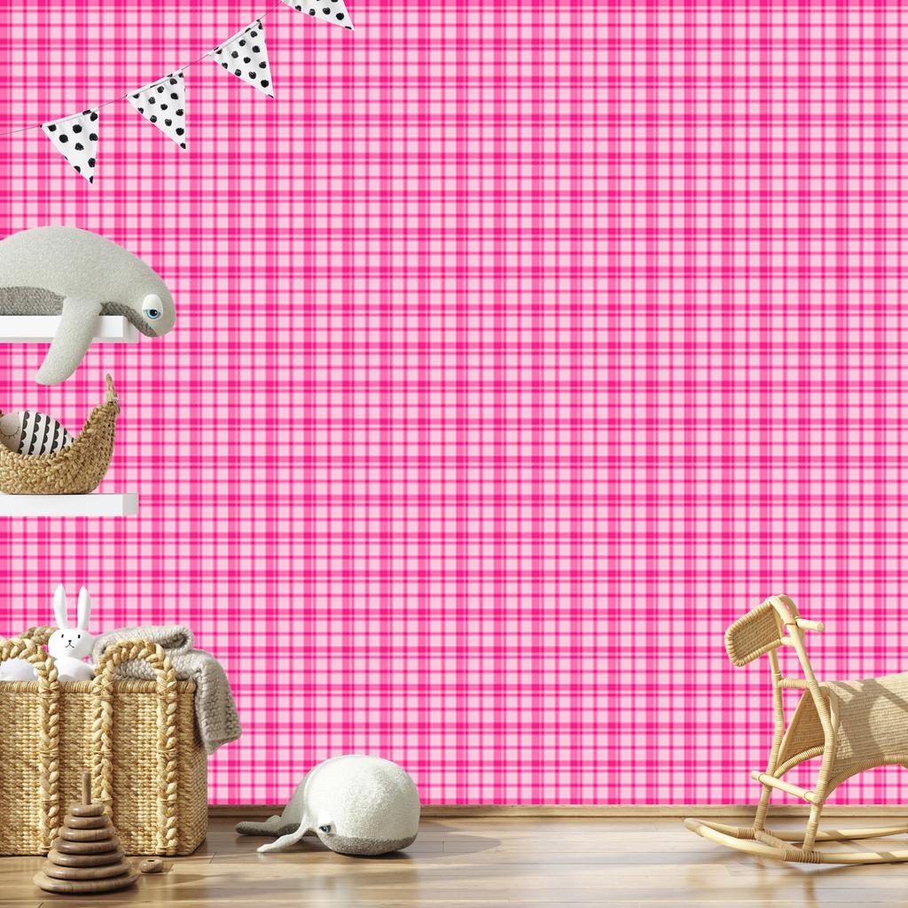 Pink Checkered Wallpaper Powder Pink and Purple for Living Room and Bedroom 50x1000