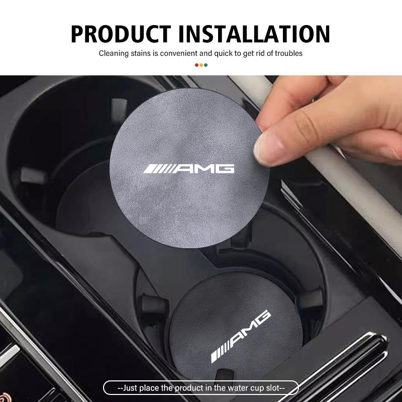 Car Sticker 2pcs Car Coaster Water Cup Bottle Holder Anti-slip Pad Mat For Mercedes Benz AMG W204 W205 W203 W211 W201 W210 W108