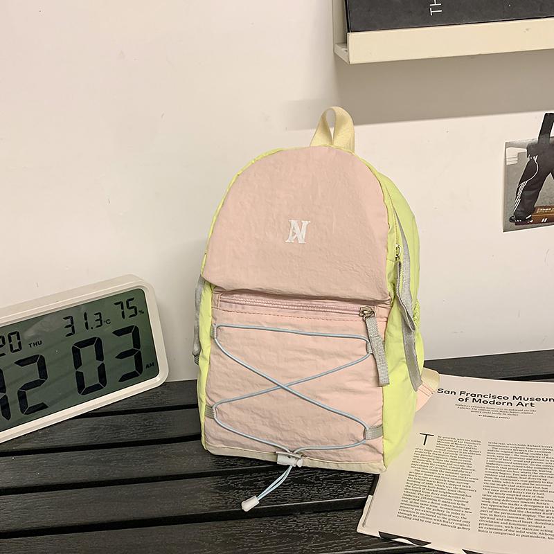 Contrast Color Backpack Men's And Women's Campus Student Schoolbag Lightweight Travel Backpack