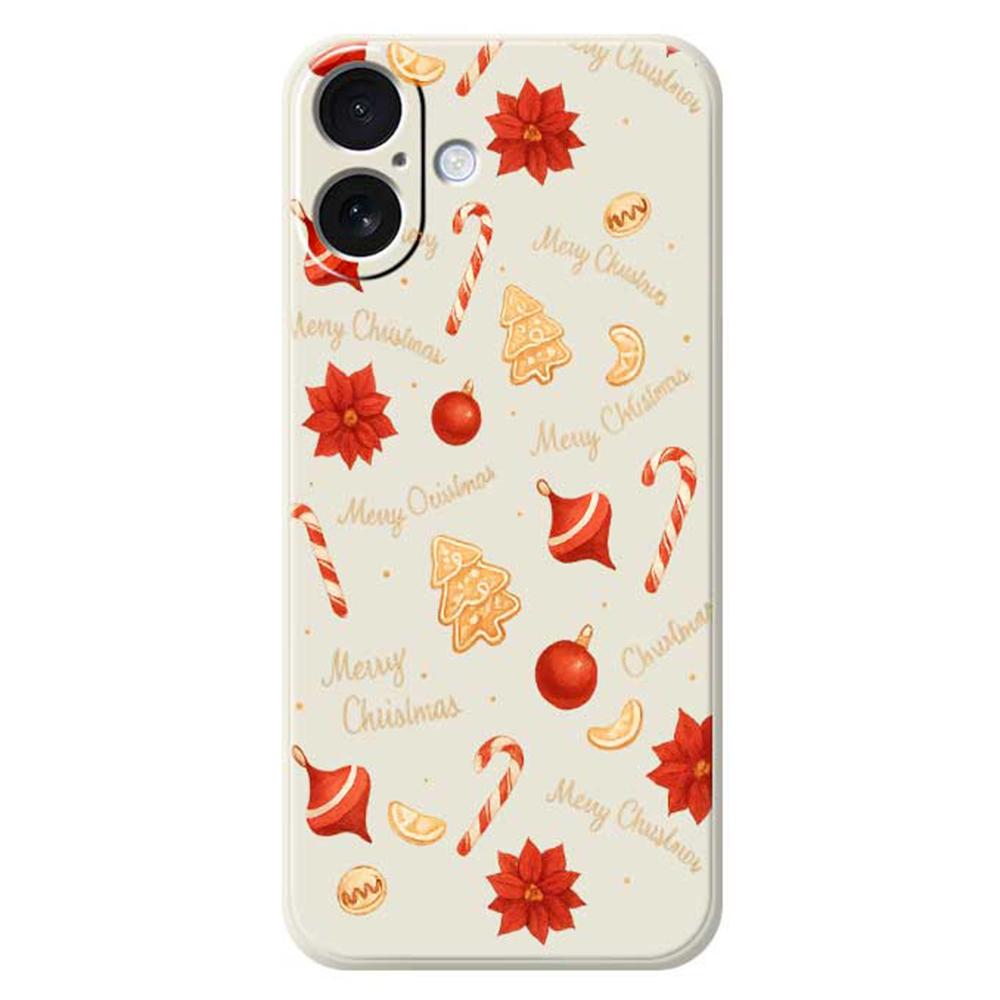 Für iPhone 17 Hülle Weihnachten Großes Süßigkeitenmuster Druck Gerader Rand TPU Handy Rückseite