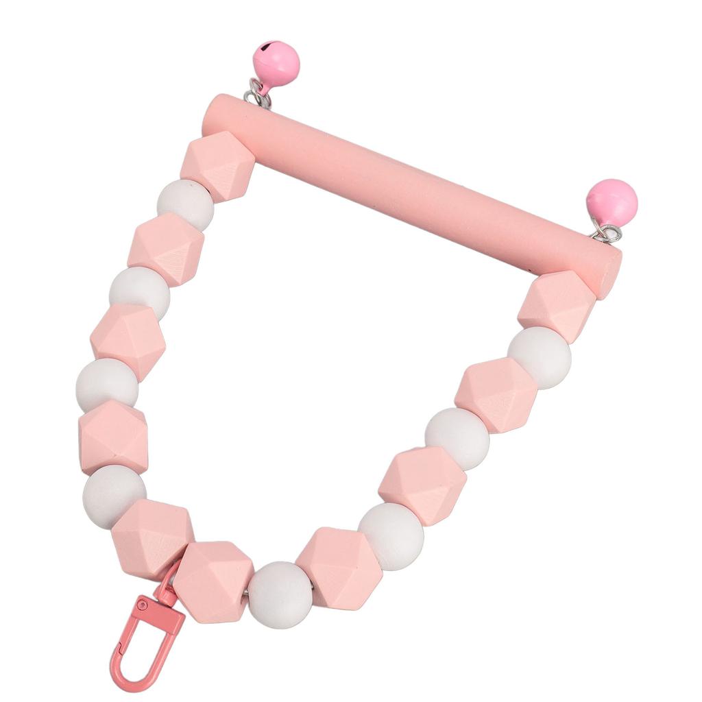 Wooden Bird Swing Perch Toy Hanging Parrot Swing Standing Toy Claws Grinding Anxiety Reduction Birds Toy Roseate