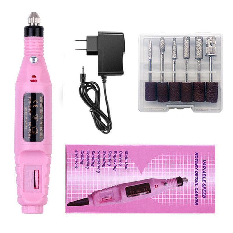 Electric Nail Drill Portable Pen-Style Nail File Mini Manicure Grinder Adjustable Speed Nail Buffer