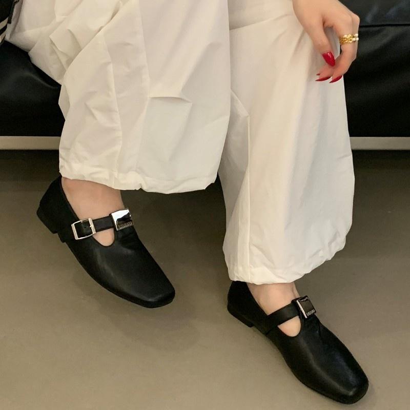 Fashion 2025 Spring Autumn New Style Fashion Women's Flat Shoes T-strap Slip On Solid Color Shoes Casual Soft Soled Women Flat Shoes