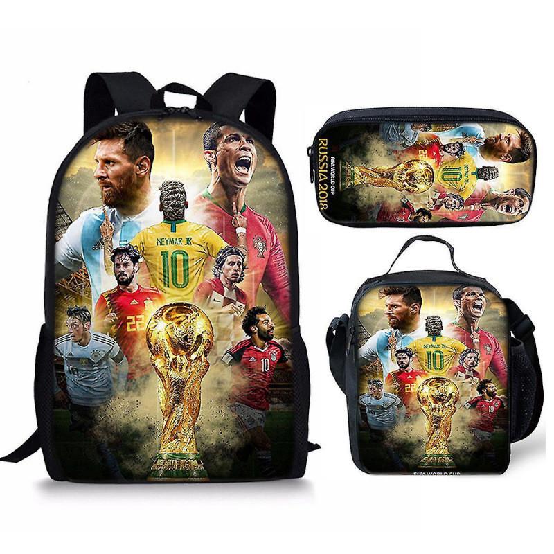 Školní batohový set Messi Fotbalová hvězda z nylonového materiálu pro školní použití a ukládání
