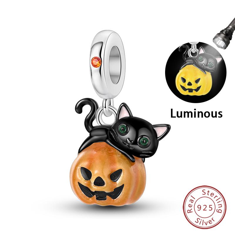 Copper Halloween Luminous Skull Little Elf Spider Bat Charms Beads Fit Qikaola Original Bracelets Diy Jewelry