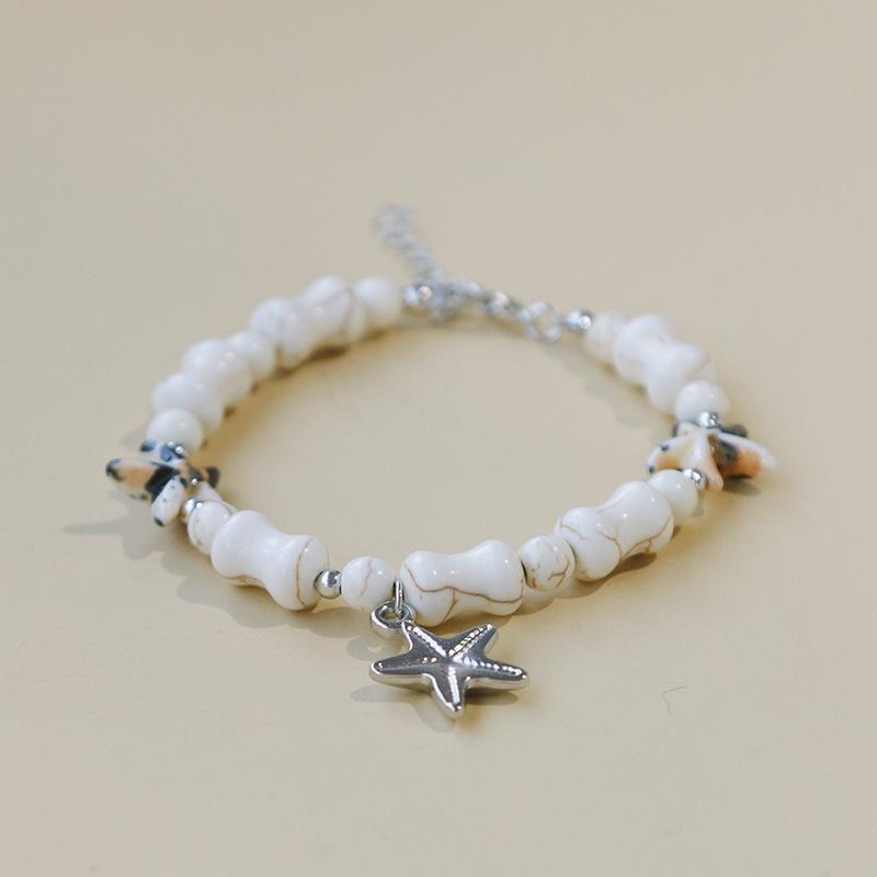 Handmade Seashell & Crushed Stone Bracelet with Lobster Clasp - Perfect Summer Travel Souvenir
