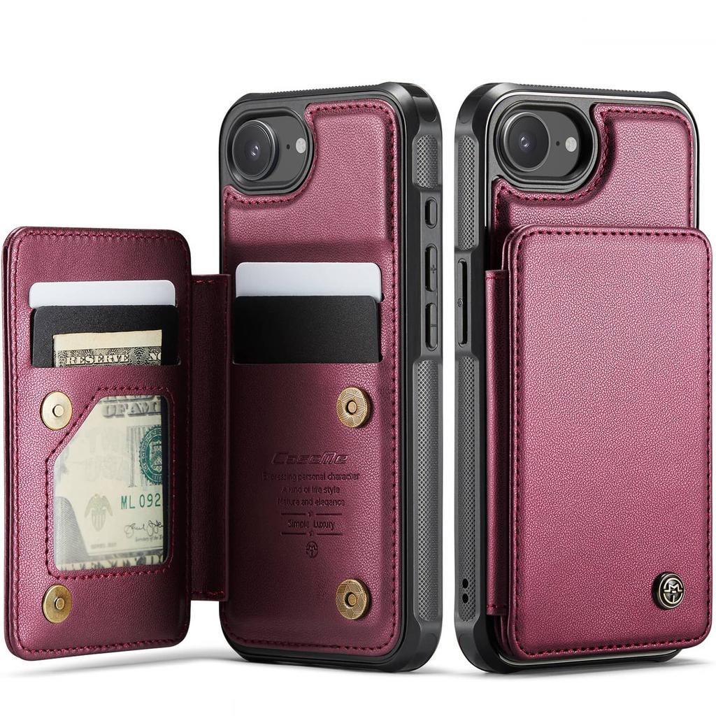 For iPhone 17e 16e Wallet Case PU Leather Flip Cover RFID Blocking Card Holder Magnetic Clasp Kickstand Shockproof Phone Case
