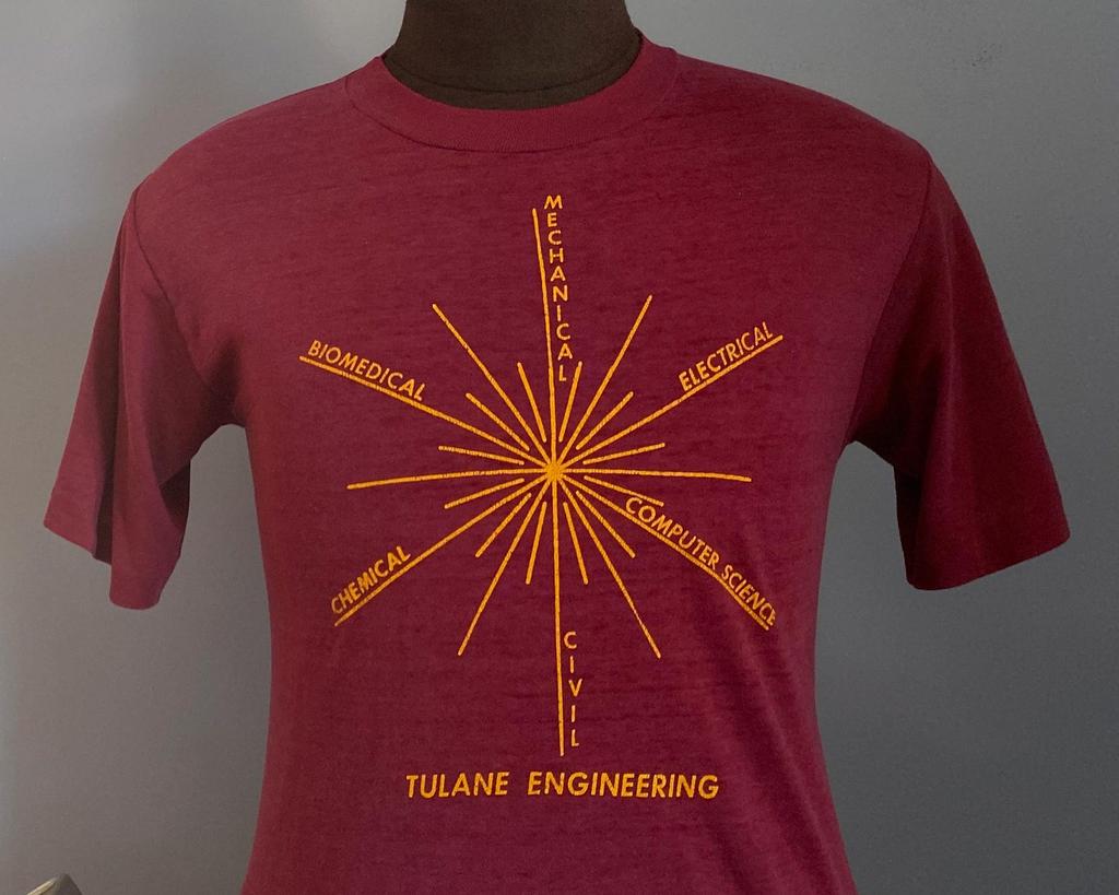 Vintage 80s Tulane University Engineering T-Shirt: ncaa, college - SMALL