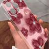 Red Bean Flower Anti-Fall Transparent Case for iPhone 14/15/16/17 Pro Max Series