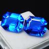 Natural Tanzanite Blue Emerald Shape 20.50 Ct CERTIFIED Loose Gemstone Pair A-2388