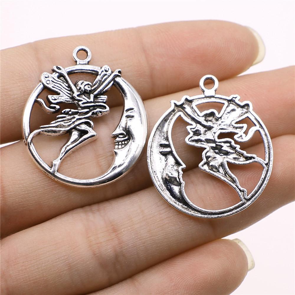10pcs Charms Moon Antique Silver Color Moon Charms Pendants For Bracelets Moon And Star Charms Wholesale