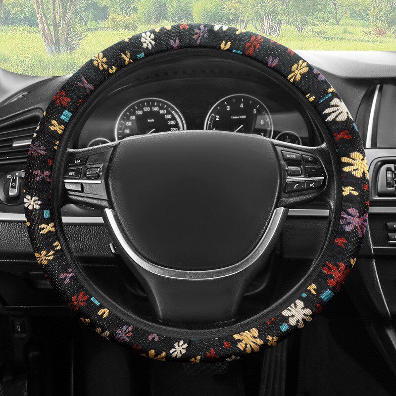 

Wheel Cover for Women, Universal for All Seasons, Cartoon Steering Wheel Cover, Cute Summer Handlebar Cover, Anti-Slip, Sweat-Absorbent and Breathable Colored flowers