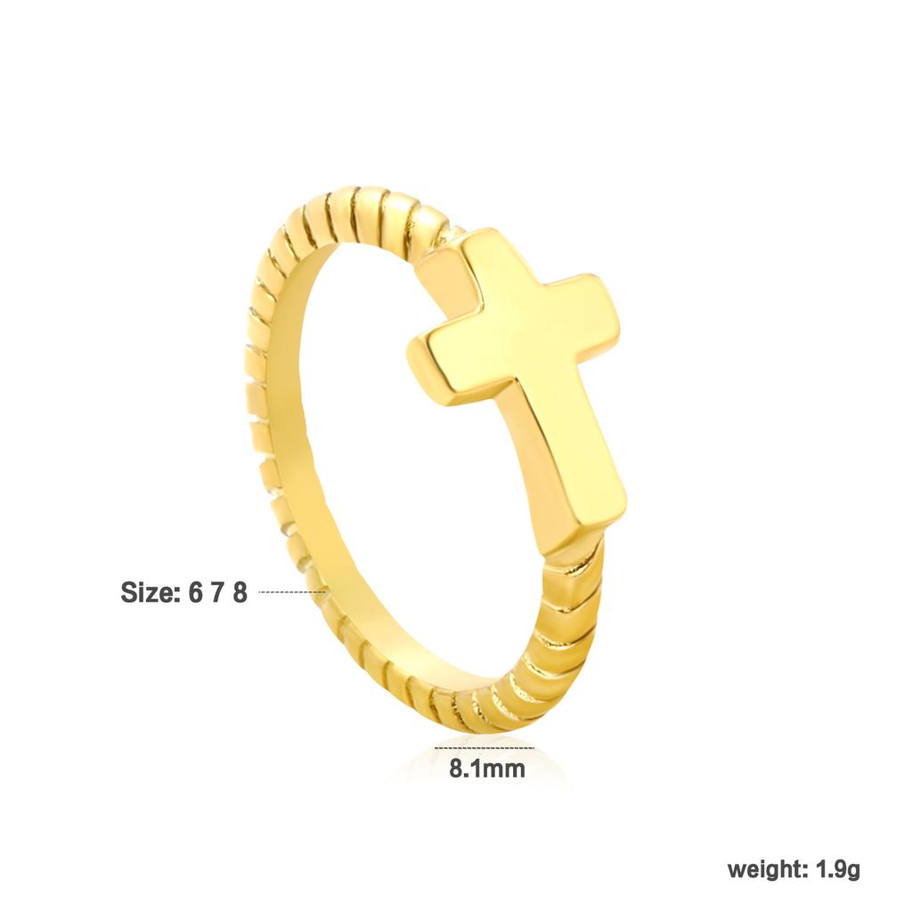 Vintage Classic Cross Ring Stylish Simple Design Twist Ring 18K Stainless Steel Jewelry