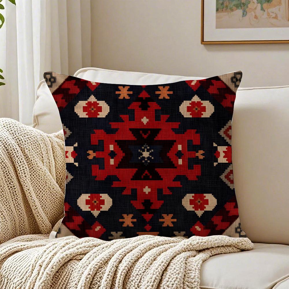 Türkischer Kilim Teppich Kissenbezug Beidseitiger Plüsch Sofakissenbezüge Bio Atmungsaktiv Verdeckter Reißverschluss