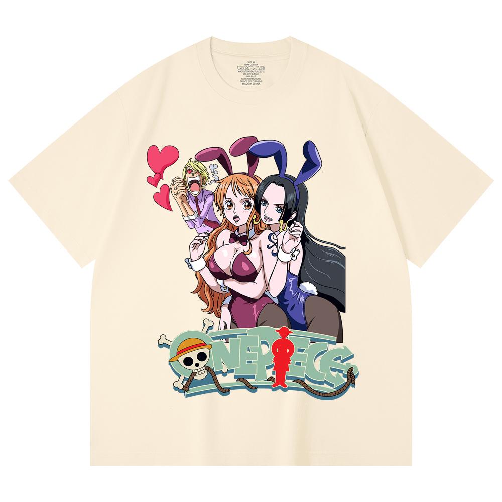 

230 Gsm 100% Cotton One Piece V53 Nami Boa Print Unisex Heavy Cotton T Shirt XS абрикосовый