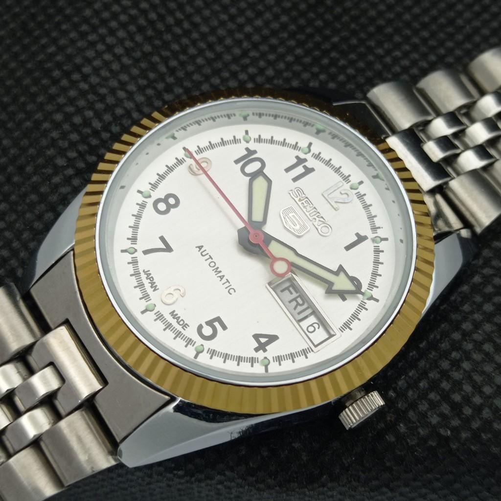 USED SEIKO 5 AUTOMATIC JAPAN MENS RARE GOLDEN MOVEMENT WATCH 575b-a305060-9 SKU575b-a305060