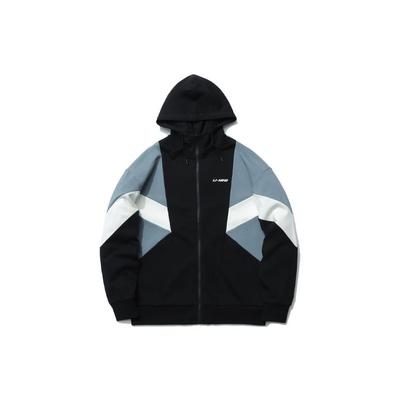 Li Ning Sport Fashion Series Color Block Loose Hooded Jacket Unisex Jacket Black AWDR370-4