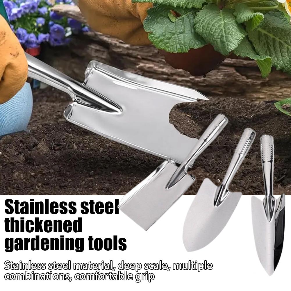 Heavy Duty Stainless Steel Garden Shovel Hand Trowel Rust-Proof Gardening Tool For Planting Transplanting Weeding Digging Yard