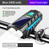 Solar Bicycle Light Bike Front Lamp With Horn Usb Rechargeable Power Display Waterproof Bike Flashlight Headlamp1Pc
