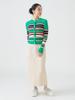 B:MING LIFE STORE by BEAMS Women's Large/Small Knit Multi-Border Cardigan, Green, One Size