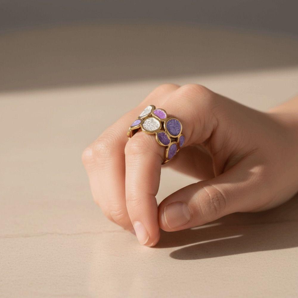 Gold-plated Oil Dripping Ring Colorful Colorful Ring Geometric Pattern Ring Wedding Gifts