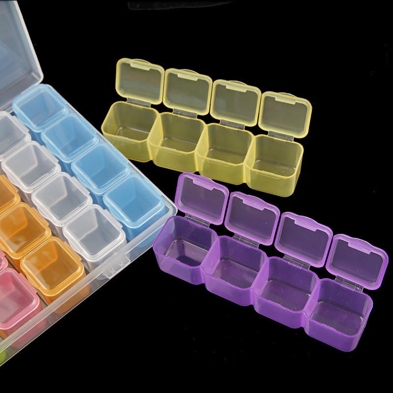 28-Grid Nail Art Rhinestone Storage Box with Individual Lids