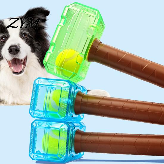 Sound Making Puppy Toys Interactive Squeaky Hammer Dog Toy with Built-in Tennis Ball for Medium And Large Dogs, Tpr Rubber Pet Playthings Toys,