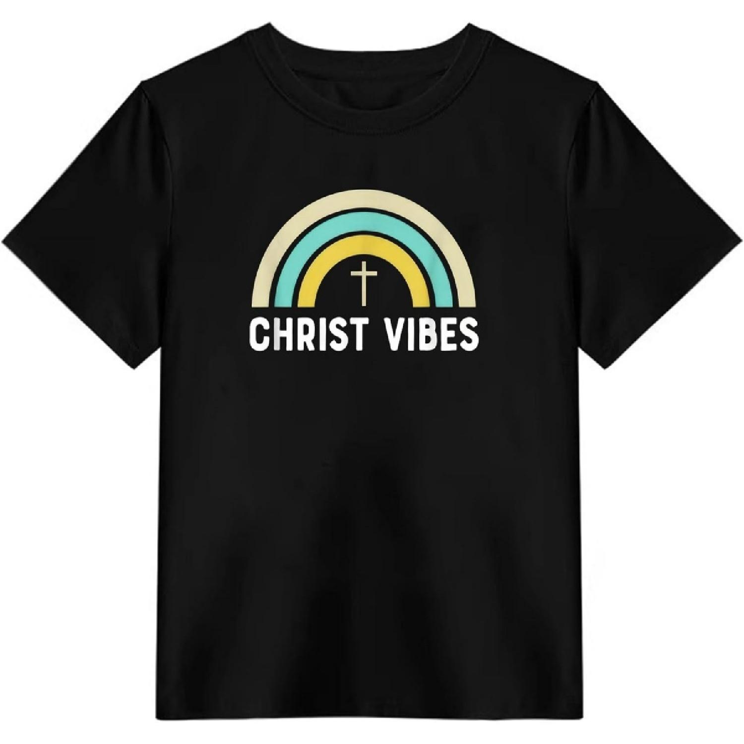 

Christ Vibes Vintage Rainbow and Cross, Fashion Casual T-Shirt XXXXXL різнокольоровий