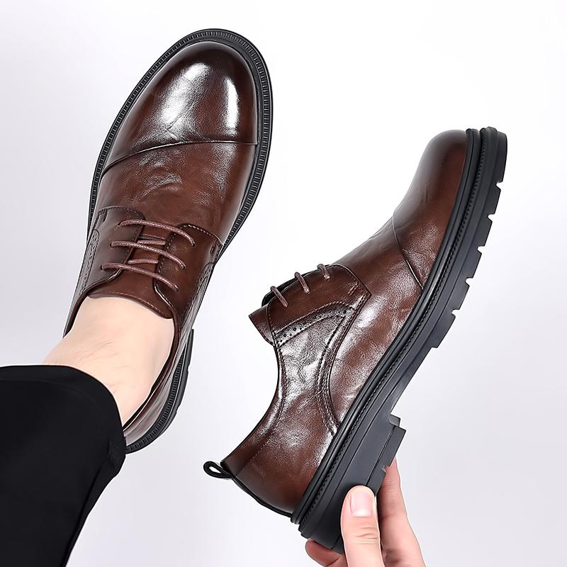 Men's Business Leather Shoes Gentleman casual style Work and office Outdoor street adult walking shoes suit Black brown