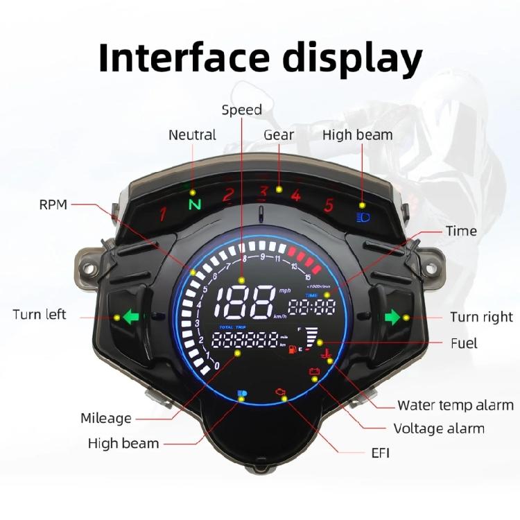 Motorcycle LCD Instrument Panel Meter Gauge Speedometer Odometer Tachometer Clear Display Suitable for LC135 V4 V5 4S/5S