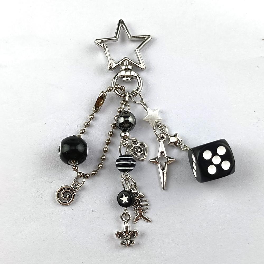 Fashion 8 Ball Fruit Cherry Dice Star Phone Accessories Handmade Creative No. 8 Black Billiards Jewelry Bag Charm