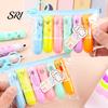 Non-dazzling Highlighter 6Pcs Chisel Tip Marker, Cute Marker Pen, Cartoon Macaron Colorful Study Markers No-Bleed Ink for Journaling, Planners,