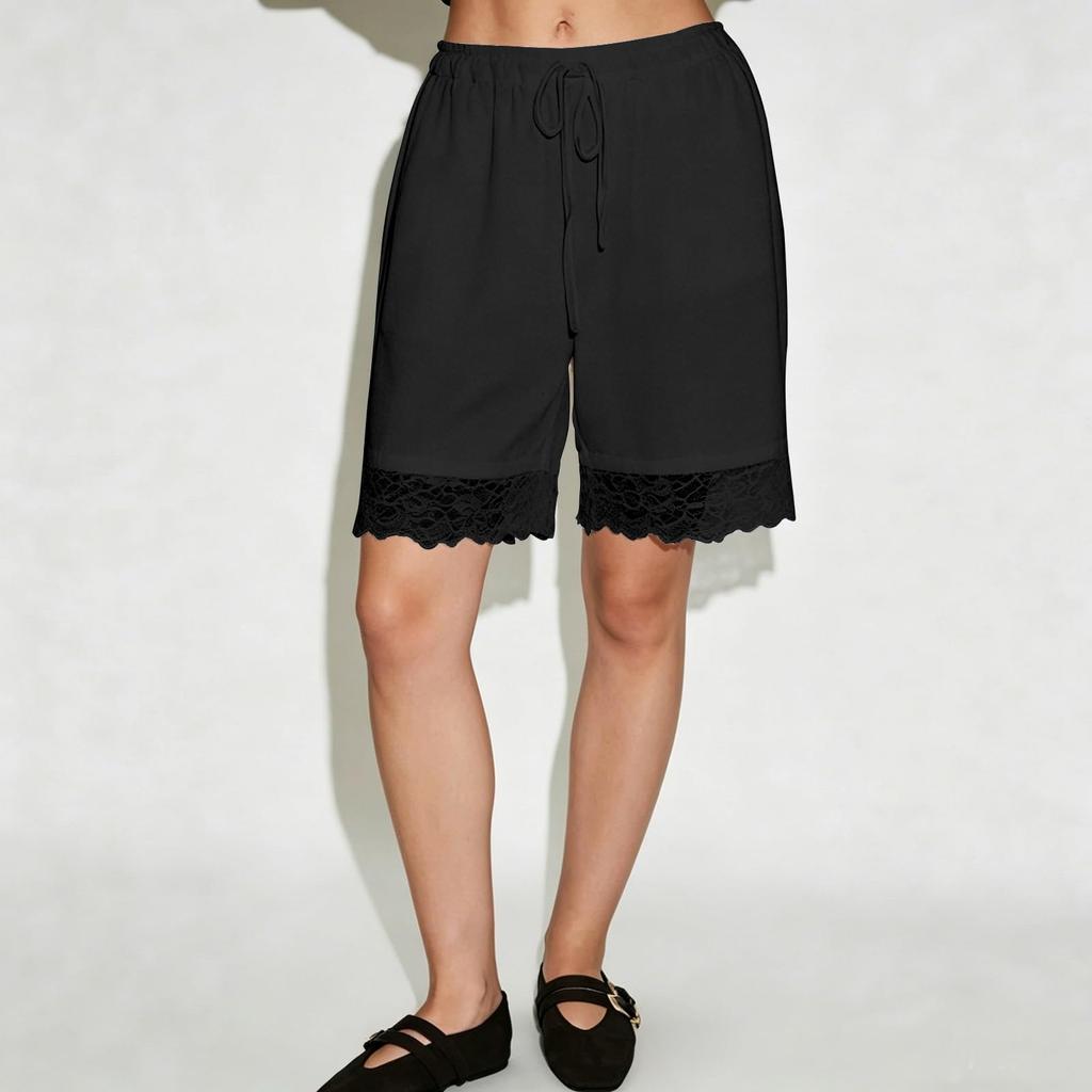 Women's Casual Drawstring Lace Wide Leg Shorts - Lightweight Summer Fashion Bottoms for Beach, Daily Wear