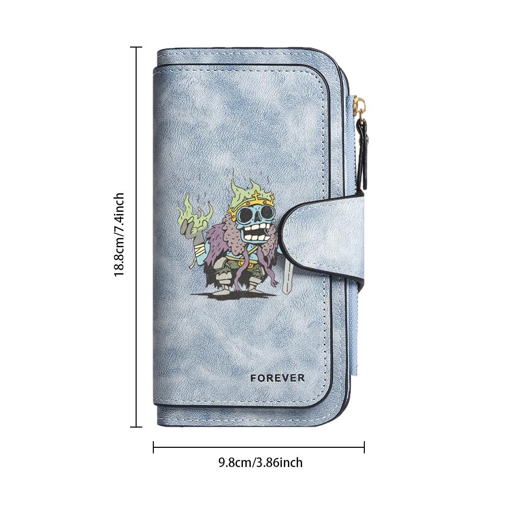 Cute Skull Pattern Long Wallet Fashion Casual Multi Card Slot Portable Purse