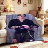 White Hockey Mask Print Theme Printed Blanket Thick Warm Fleece Blanket For Living Room Bedroom Recliner Home Party Decor Christmas Gift