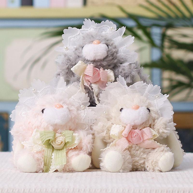 Plush Bunny Doll With Bow For Wedding Party Decor And Bag Ornament