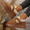 Neue Damen Schuhe Slipper Damen Stiefel Winter Runde Zehenpartie Einfarbig Wildleder Plüsch Warm Mittelhoch Absatz Schneestiefel Schwarz Botas Mujer