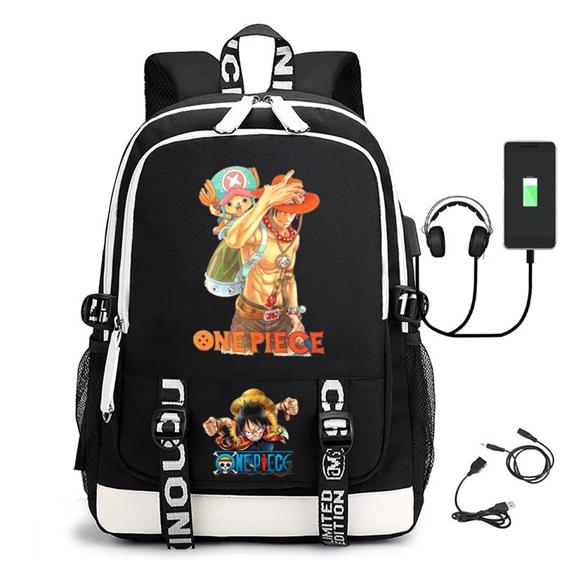 Hot-selling ONE PIECE Luffy backpack usb charging large capacity bag