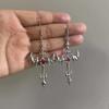 Silver Thorn Cross Earrings - Gothic Vampire Style Stainless Steel Pendant