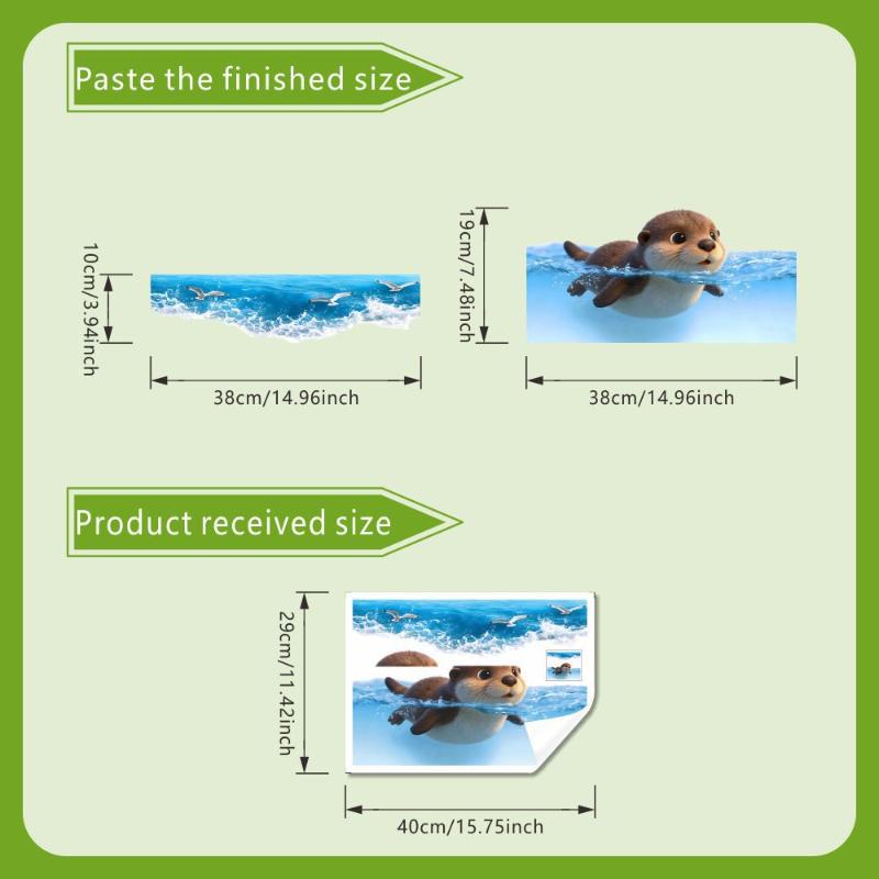 Cute Cartoon Penguins Toilet Stickers, Waterproof Ocean Wave Toilet Seat Decals, Removable Bathroom Decor For Kids Bathroom Home