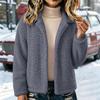 Women's Color Lined Zip Up Cardigan Loose Fit Fall Winter Jacket
