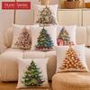 1PC Nuan Series Christmas Pillowcase Hand Drawn Christmas Tree Cluster Printed Cushion Cover for Sofa Living Room Bedroom Home Decor Party Decor