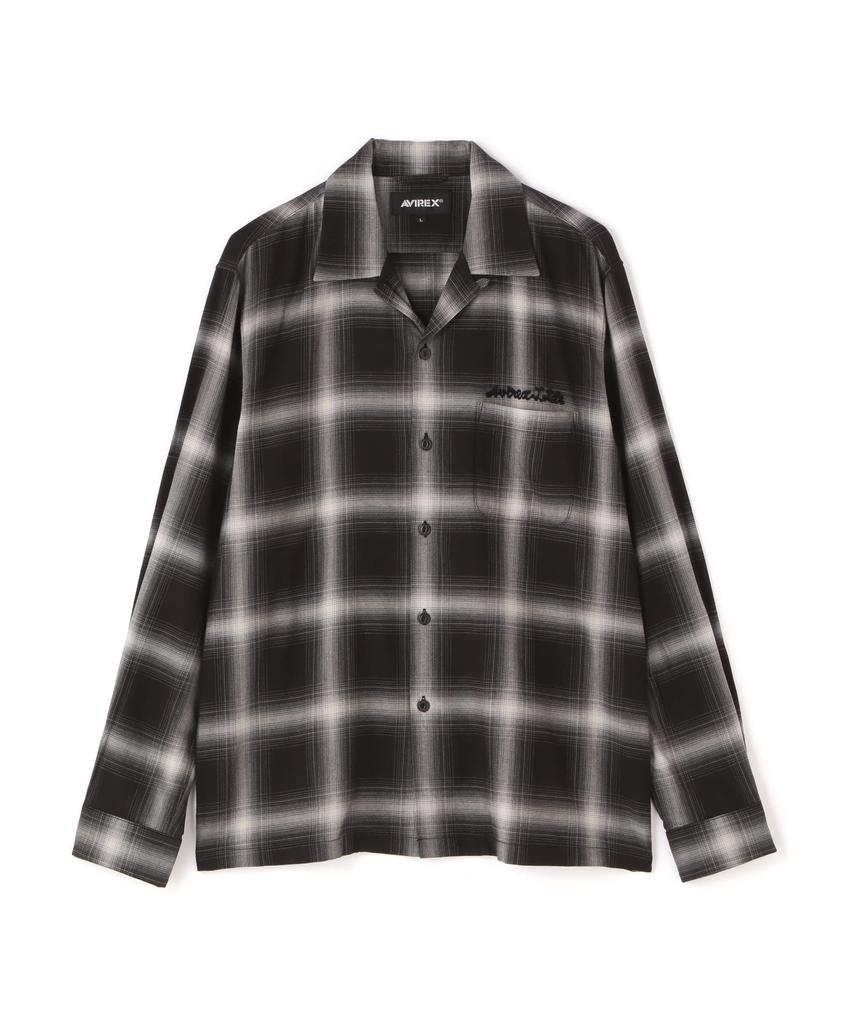 Avirex Long Sleeve Cotton Linen Ombre Size M Size Size OMBRE SHIRT Men's Shirt, (010), Black, 783-3120014, A/DINER/L/S C/L