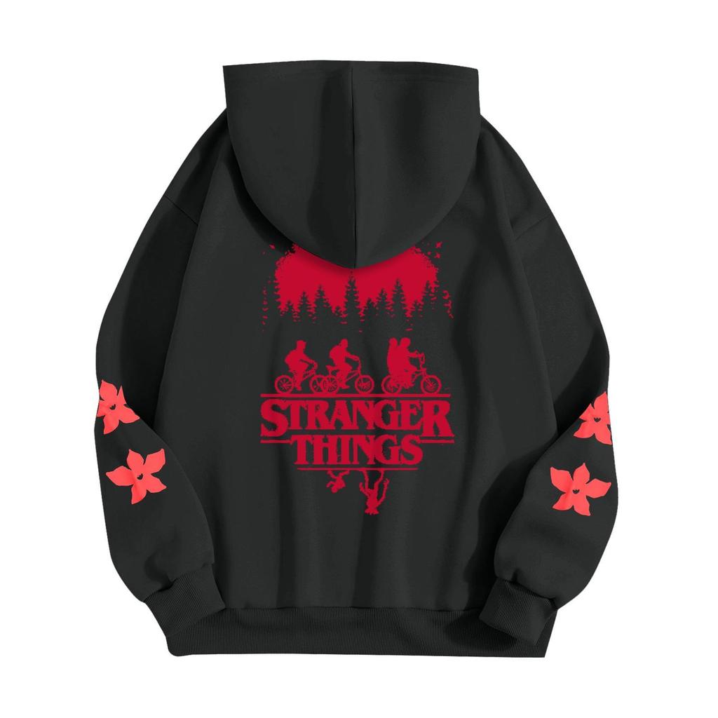 Dámská módní ležérní mikina s kapucí, dlouhým rukávem a potiskem