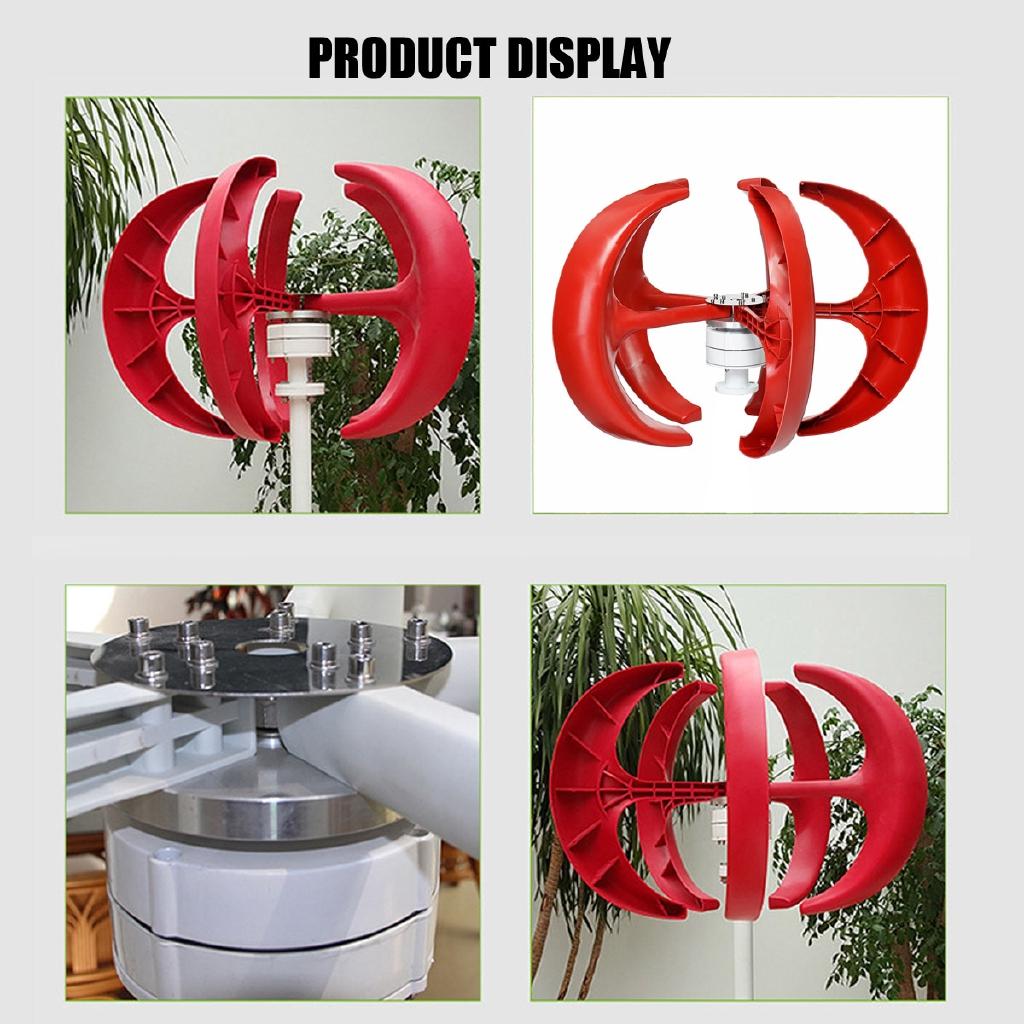 2000W Vertical Axis Wind Turbines Generator Lantern 5 Blades Motor Kit Home Hybrids Streetlight Electromagnetic 12/24V