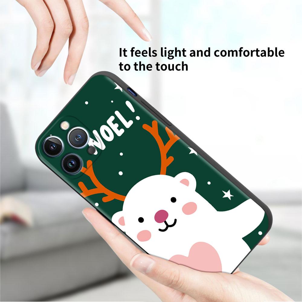 Carcasă de telefon moale cu model om de zăpadă de Crăciun pentru Apple iPhone 14 11 13 12 Pro 7 XR X XS Max 8 Plus 6 6S 14Pro, neagră