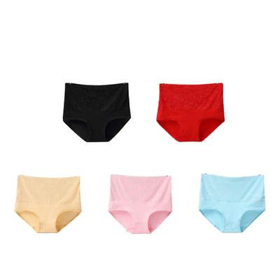 5 Pcs Women High Waisted Underwear Cotton Breathable Comfortable Elegant Women Panties Color Mixed