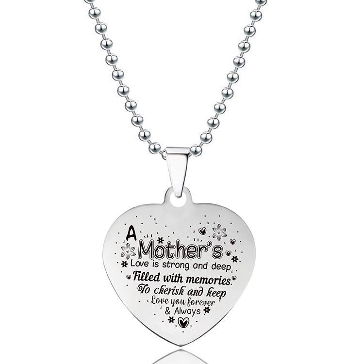 European & American Titanium Steel Heart Pendant Necklace - Engraved Love Heart & Stainless Steel, Ideal Christmas Gift