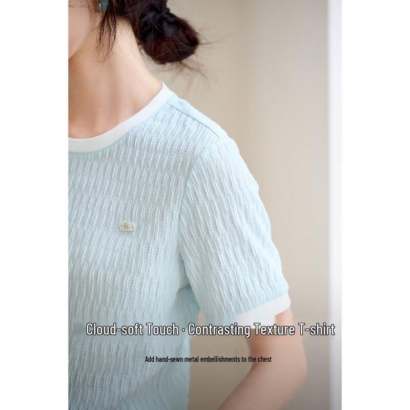 

Women s Round Neck Color Block Knit T-Shirt XL