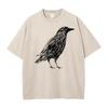 Sketch Bird Graphic Crew Neck Washed Tshirts Mother Day Tees Short Sleeve Classic  Cotton Funny Washed Tees Outdoor Adult